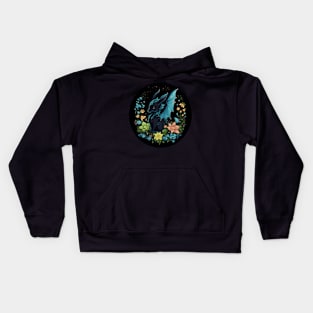 Cute Blue and Black Dragon Wreath Kids Hoodie